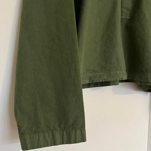 J Crew Popover Shirt in Cotton-Linen Blend Army Green | Size Large - Picture 5 of 8